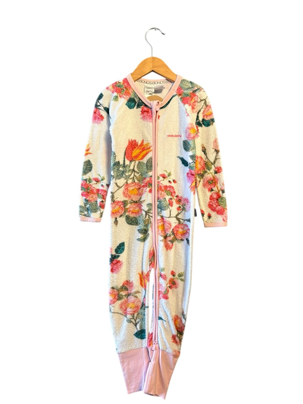 Bonds Floral Footed One-Piece in Cream, Pink, Green